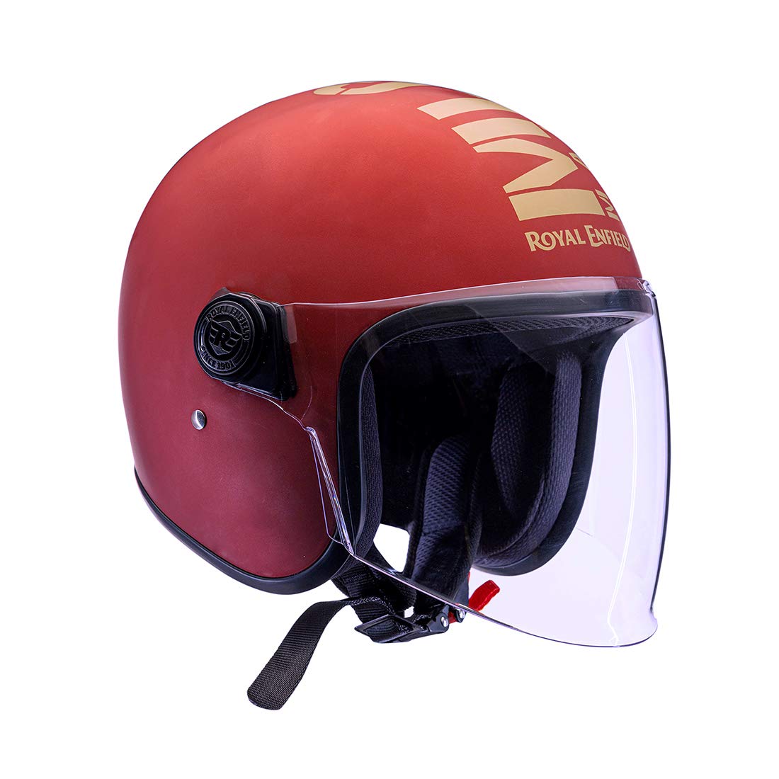 royal enfield matt black open face with visor helmet