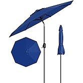 GarveeLife 9 ft Outdoor Patio Umbrella, Outdoor Table Umbrella, Market Umbrella with Push Button Tilt and Crank, 8 Sturdy Ribs UV Protection Waterproof for Garden, Deck, Backyard, Pool (Navy Blue)