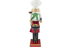 Clever Creations Grillmaster Santa 14 Inch Traditional Wooden Nutcracker, Festive Christmas Décor for Shelves and Tables