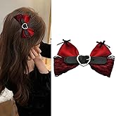 Big Halloween Hair Clips for Women Girls Gothic Bow Hair Clips Punk Goth Hair Accessories Large Bow Barrette Clip Party Wear Hair Clips Bow Festival Christmas Hair Bow Clips Red Bowknot Hair Clip