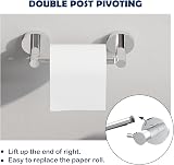 WZRUA Chrome SUS304 Wall Mounted Toilet Roll Holder Double Post Pivoting view 2