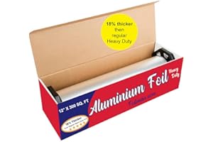 Foilman Thick & Heavy Duty Aluminum Foil Roll with Sturdy Corrugated Cutter Box, Food Safe Cling Wrap for Cooking, Baking, Roasting, Grilling, Freezer Storage - Durable Kitchen Use - 12 in x 300 sq ft