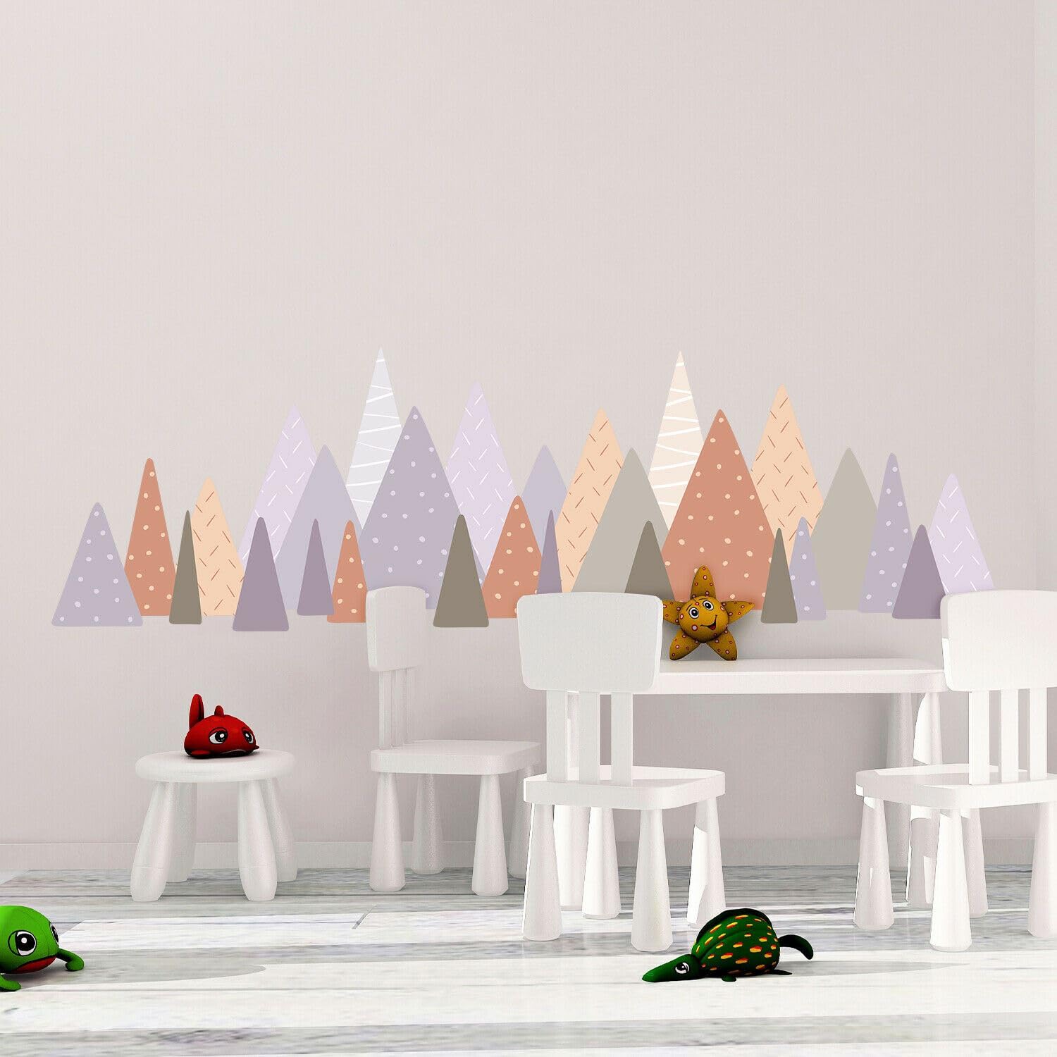 Colourful Landscape, Scandinavian Style, Children Wall Stickers, Pattern, Huge Mountain Decals, Nursery, Babyroom, Woodland, Adventure, Large Wall Décor