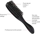 yuytee Beard Brush Natural Bristle Long Handle Wood Mustache Comb for Men Black view 8