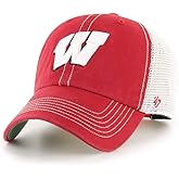 47 NCAA Trawler Team Color Mesh Trucker Clean Up Adjustable Hat, Adult One Size Fits All - Wisconsin Badgers Red