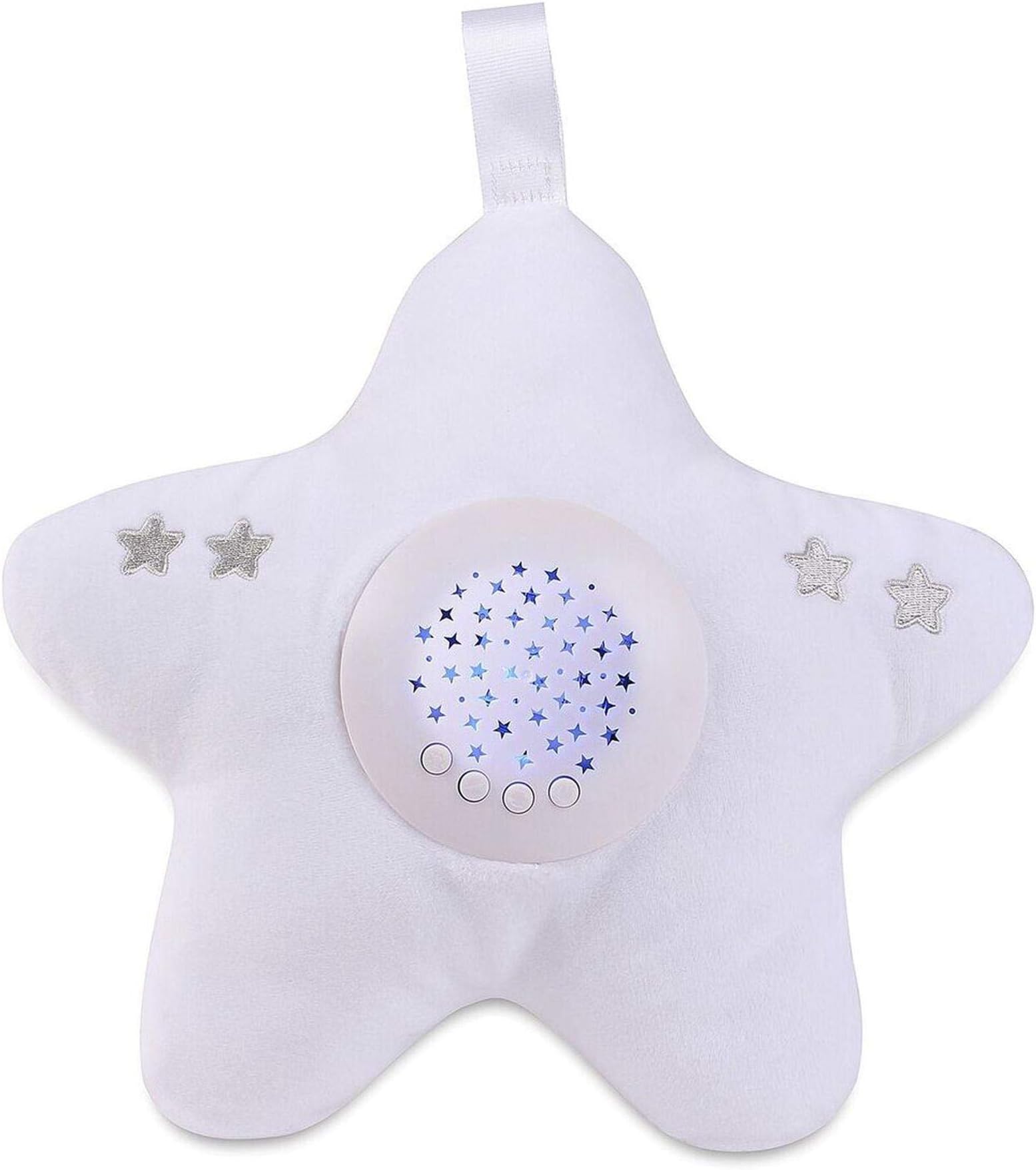 Little Chick London Twinkle Lights Bed Time Soother Plush Star Projector - Pure White
