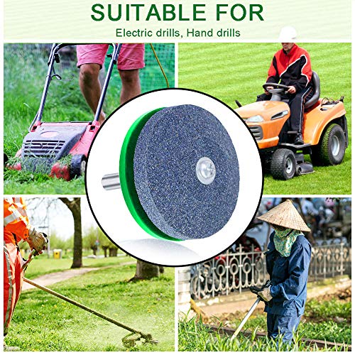 ZALALOVA Lawn Mower Blade Sharpener, 5Pcs Universal Lawnmower Blade Sharpener for Any Power Drill Hand Drill(Green)