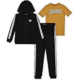 True Religion Boys 3 Piece Fleece Jogger Sets – Complete Hoodie, Tee & Sweatpants Outfit for Everyday Style