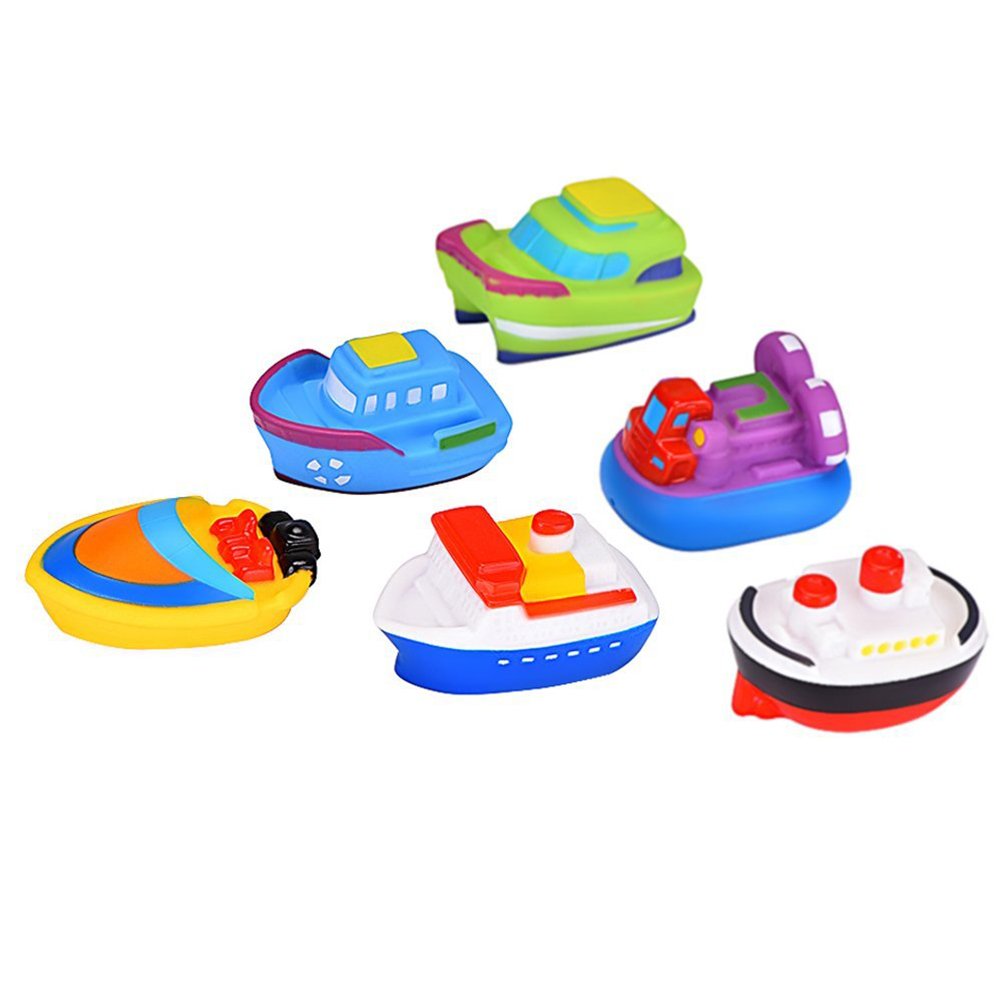 TOYMYTOY Barco flotante de pcs juguetes goma Cartoon baño chorro juguetes para