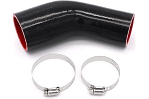 INGOULUT 45 Degree Elbow 2 to 2.5 inch Coupler Hose,ID 2 to 2-1/2 inch （51-64MM） Length 4″（102mm),4-Ply Reinforced Turbo/Intercooler/Intake Piping Coupler Silicone Hoses,with 2PCS Clamps…