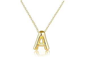 MTINEAPS Christmas Gifts Stocking Stuffers for Teen Girls Grandkids Women-Gold Initial Necklaces Teen Girl Gifts Trendy Bubble Letter Pendant Necklace Jewelry Personalized Birthday Gifts for Teens Women