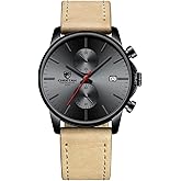 GOLDEN HOUR Mens Watch Fashion Sleek Minimalist Quartz Analog Mesh Stainless Steel Waterproof Chronograph Watches for Men with Auto Date