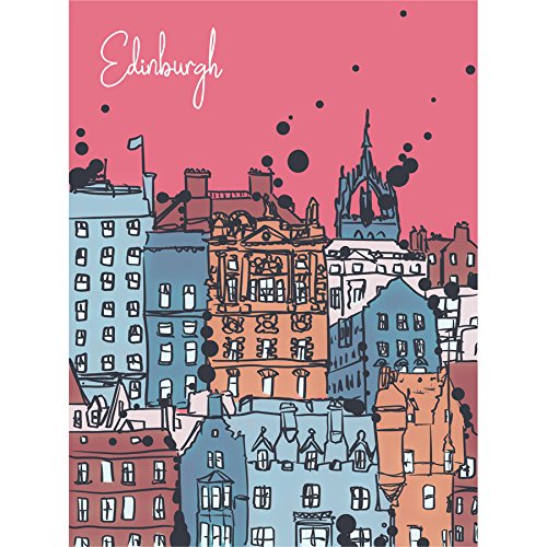 Wee Blue Coo Edinburgh Capital Scotland Old Town Buildings Illustration Canvas Art Print