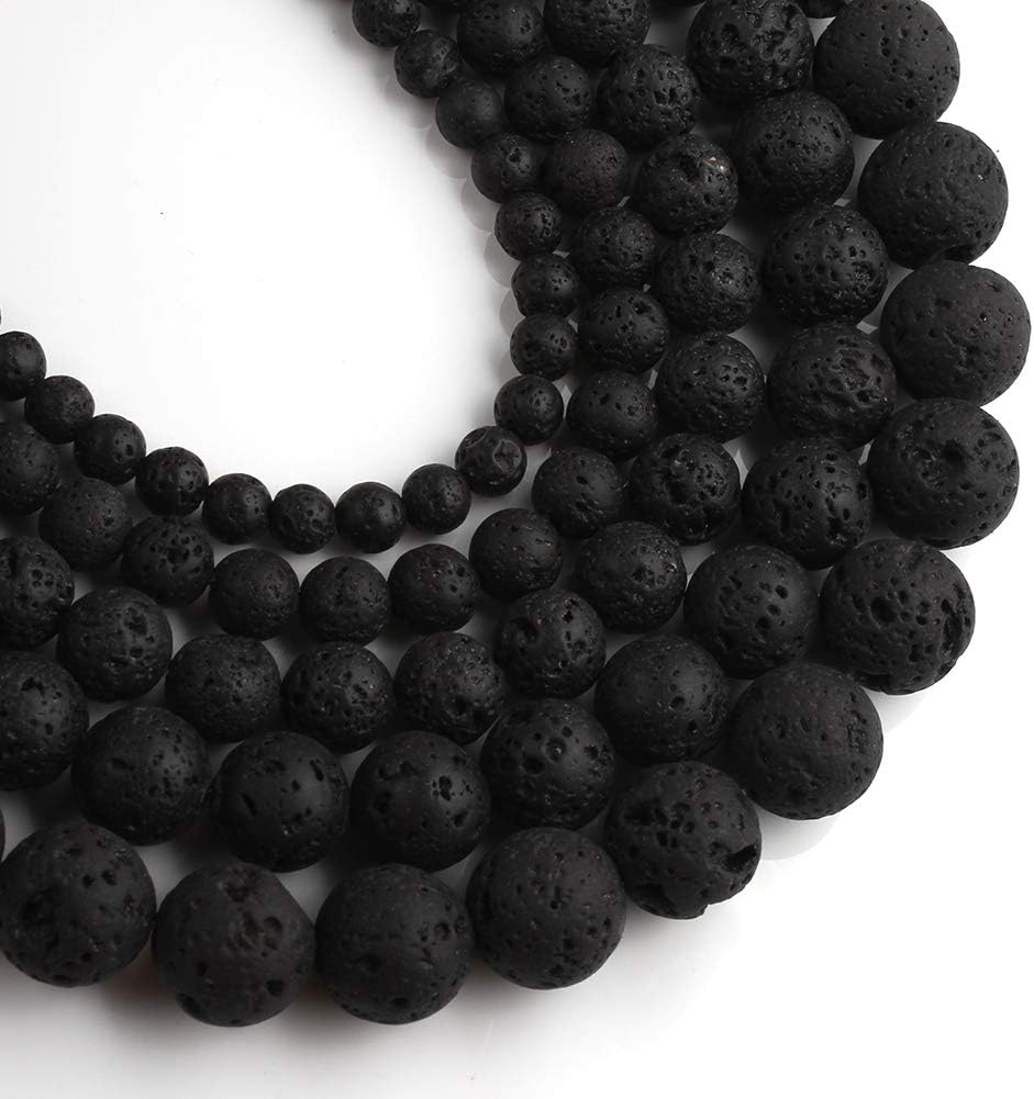 Yochus6mm Natural Stone Beads for Jewelry DIY Making Bulk,Natural Volcanic Rock/Black Lava Rock Loose Beads,Bracelet Making