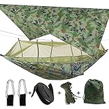 TOPCHANCES Upgrade Ultralight Portable Nylon Camping Hammock with Mosquito Net,Tree Straps and Rain Fly Tent Tarp for Outdoor Hammock Camping