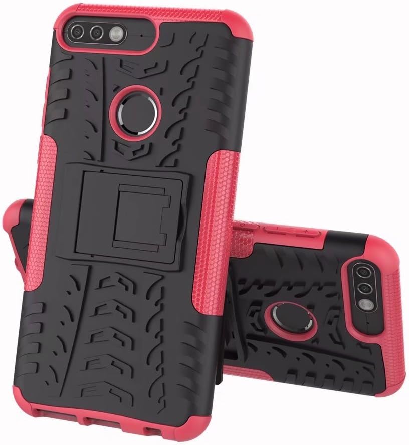 BCIT Huawei Y7 Prime 2018 Case - Heavy Duty Shock Proof Armour Dual Protection Case Cover With Kickstand for Huawei Y7 Prime 2018 - Rose Red