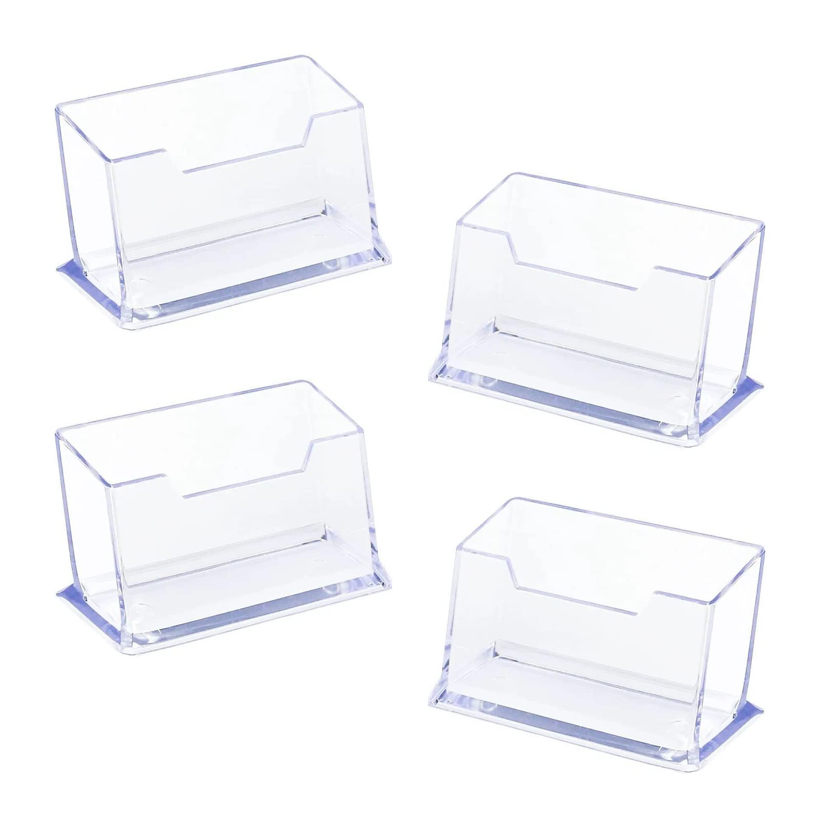 4 Pieces Business Card Holder,Clear Business Card Stand, Freestanding Business Card Stands,Acrylic Card Stand Box for Desk Tidy Office Accessories