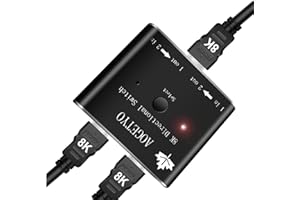 AOGETYO 8K HDMI Splitter,2 in 1 Out/ 1 in 2 Out HDMI Switch,Gold-Plated 4K@120Hz,8K@60Hz, 48Gbps Aluminum Ultra HD HDMI 2.1 Switch,Bi-Directional Switcher Support PS3/4/5, Xbox Blu-Ray