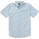 Volcom Men's Bankstone Shortsleeve Printed Woven Shirt - Lightweight Button-up, Soft Cotton Blend, Casual Fit for Summer