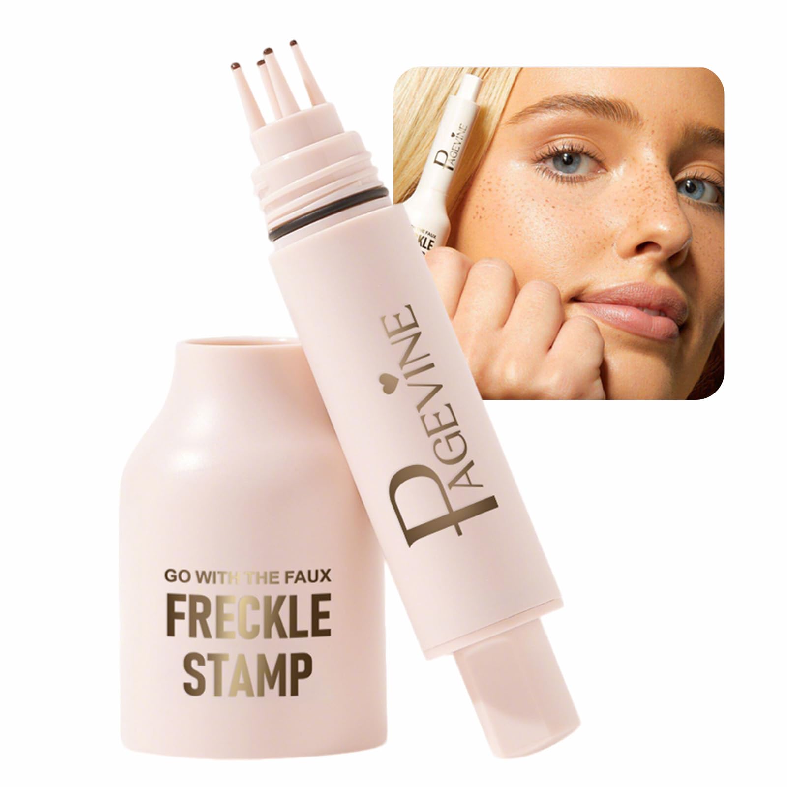 Photo 1 of Faux Freckle Stamp Pen, Upgrade Liquid Fake Freckles Makeup Tool, Quick Dry Faux Freckle Stamp Cushion, Long Lasting & Waterproof Lifelike Freckles Stamp Marker for Natural Sunkissed Makeup, 01 Light