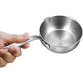 BQWII 18/10 Stainless Steel Butter Warmer, 13.5 fl oz (400ml), Ideal for Heating Milk, Butter, Sauces, Baby Food, Coffee, Chocolate, Egg Pan, Compatible with Induction & Gas Stovetops