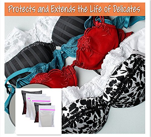 Clothes Laundry Saver Bag Dedicates Washing Bag Lingerie Garment Wash Bag for Washer Dryer Washing Machine Protector Underwear Hosiery Socks by KEREITH (pink black 5set) - Thumbnail 2