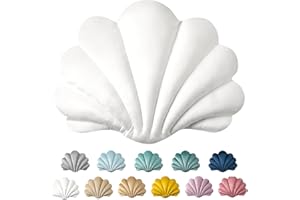ASHLER HOME DECO Ashler 3D Throw Pillows Shell Shaped Accent Throw Pillow, Soft Velvet Insert Included Cushion for Couch Bed Living Room, Pack of 1, Off White, 14 X 11 inches