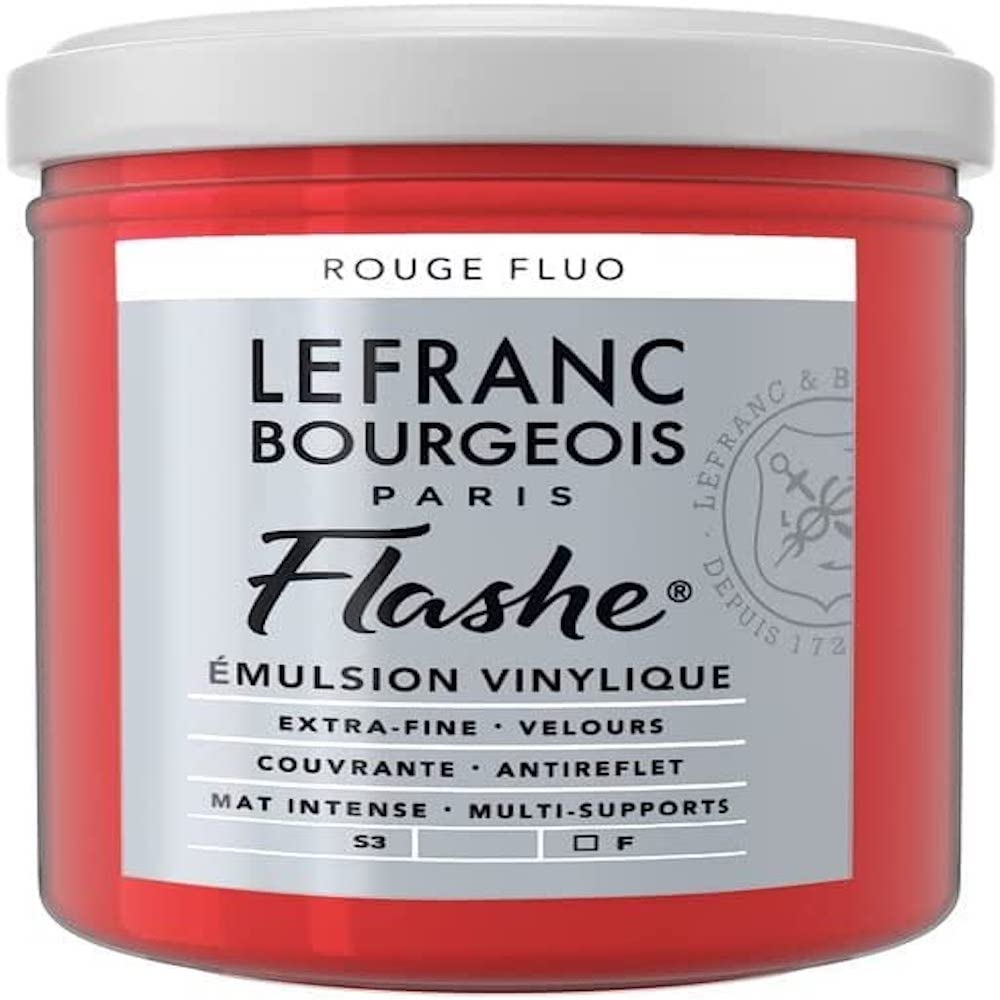 Lefranc Bourgeois Acrylic Vinyl Emulsion, Fluorescent Red, 125ml Tube-Vinylfarbe