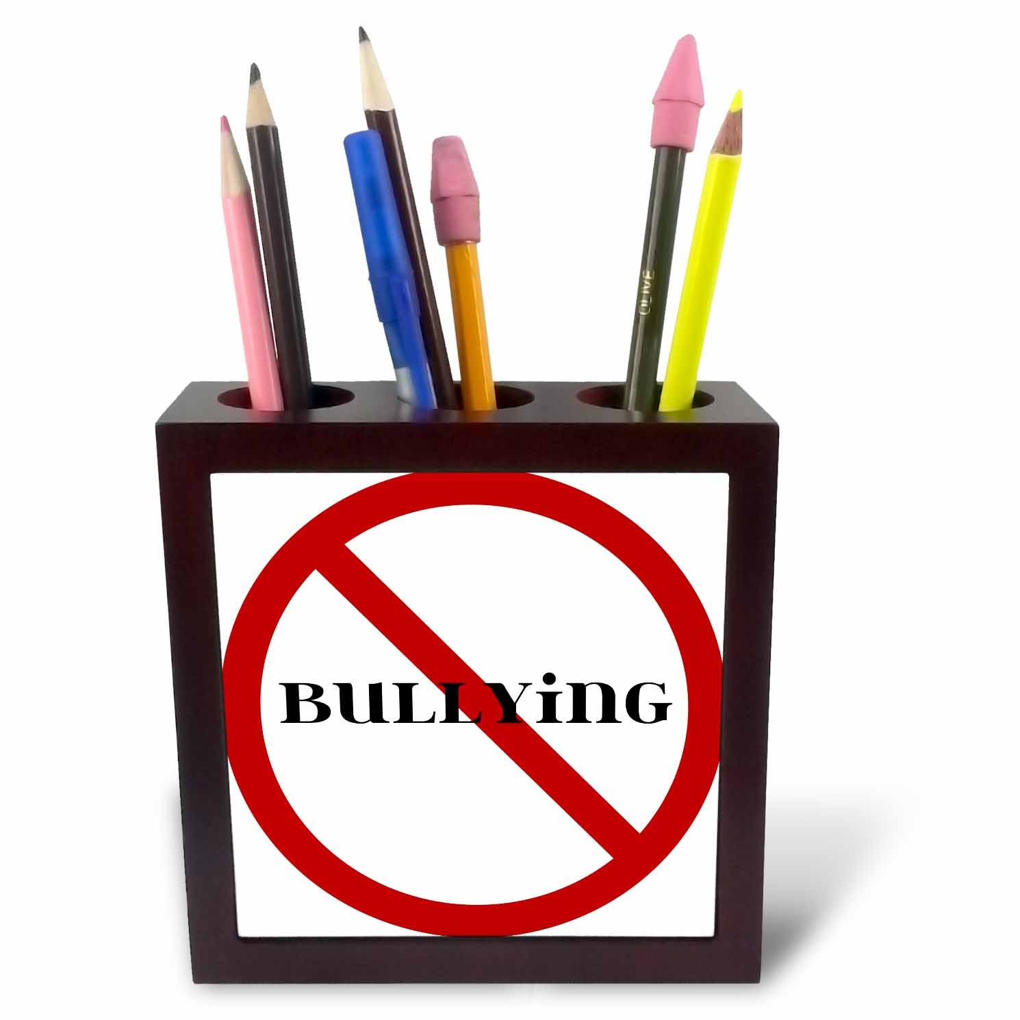 3dRose Anti Bullying-Love and Kindness-Tile Pen Holder, 5-Inch (Ph_49889_1), Ceramic Wood, 5 Inches