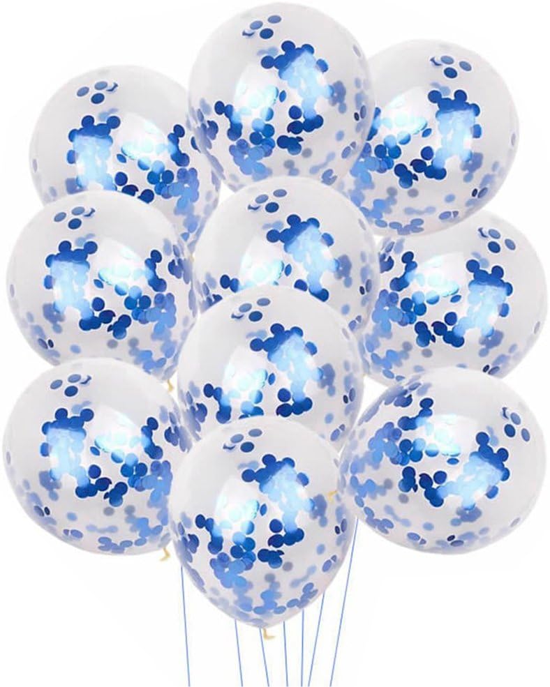 Rzctukltd 10pcs 12" Foil Latex Confetti Balloon Set Wedding Birthday Hen Party Baby Shower (10pcs Blue Confetti Balloons)