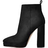 Only maker Women&rsquo;s Chunky Heel Platform Ankle Boots &ndash; Classic High Heel Booties with Side Zipper for Fall, Winter, and Everyday Outfits