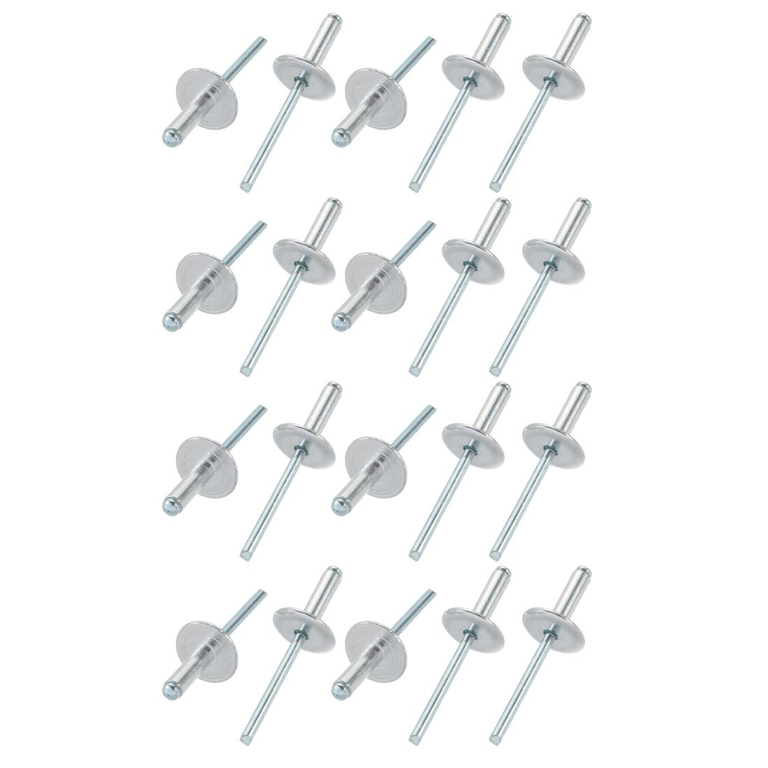 Sourcingmap 20 Pcs 5mm x 16mm Aluminum Open End Large Flange Blind Rivets
