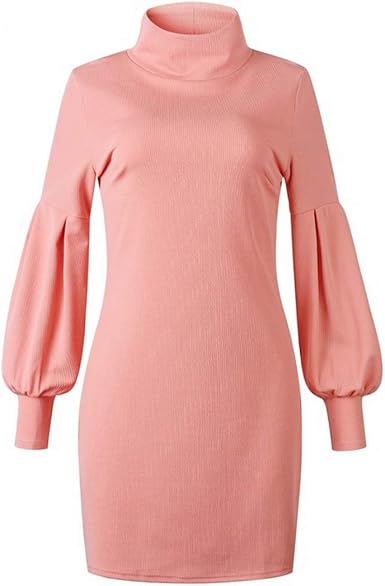 pink turtleneck sweater dress