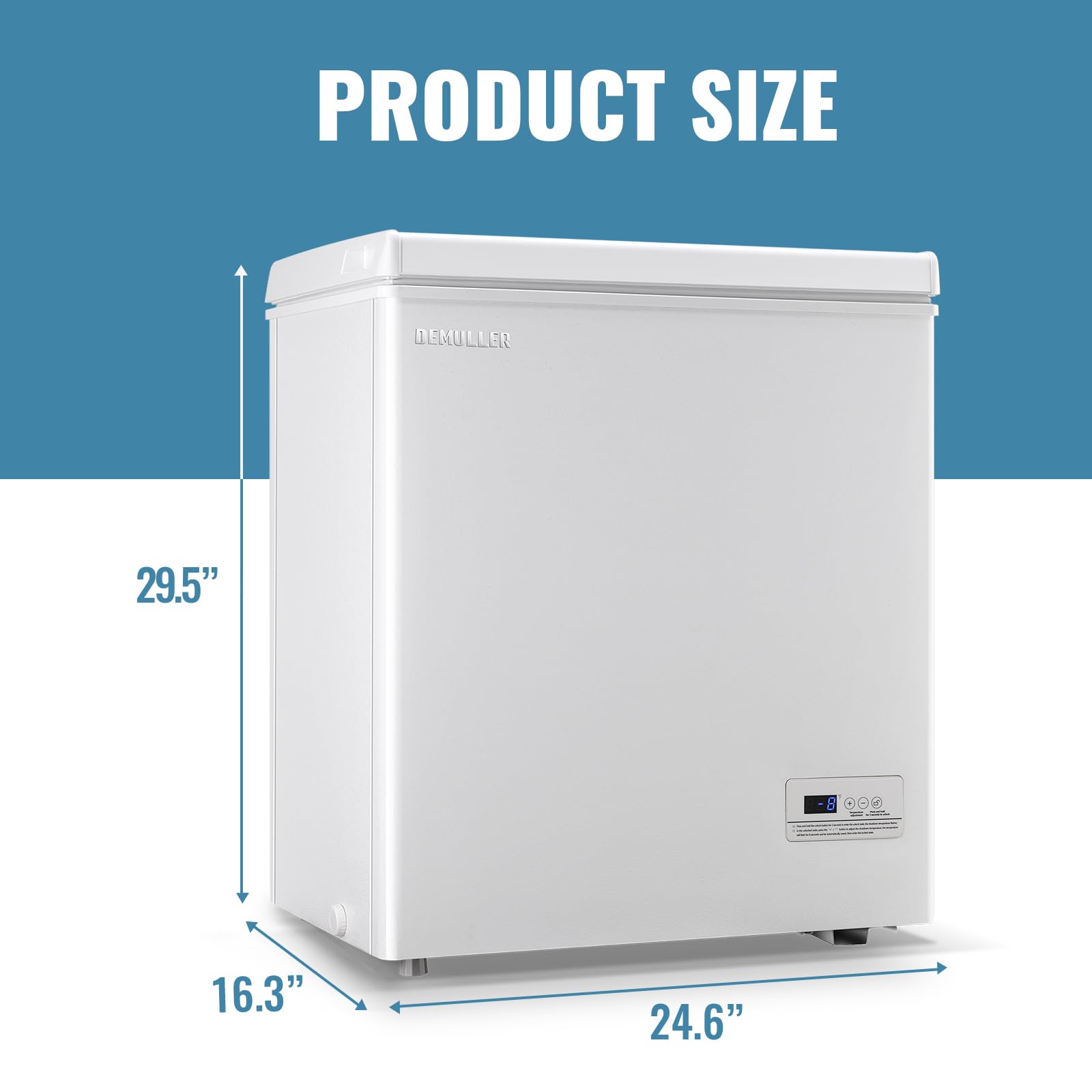 DEMULLER Chest Freezer with Electronic Control 41℉ to -15 ℉Deep Freezer 4.0Cubic Feet Freestanding Small Freezers with 2Removable Stainless Steel Basket Mini Freezer Top Open Door Compact Freezer