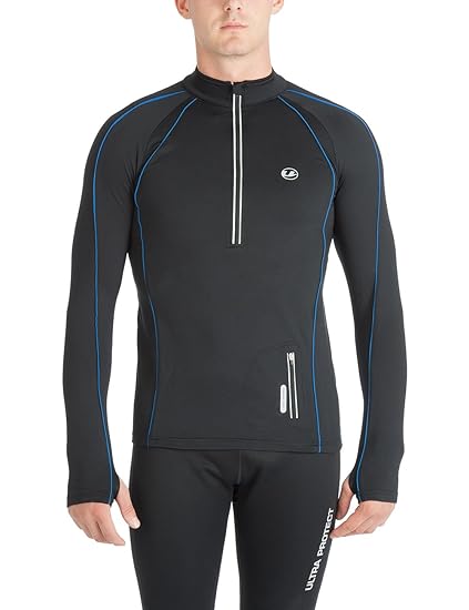 Ultrasport Herren Jimi windabweisendes Angerautes Fleece Laufshirt mit Reflektoren und Quick Dry Funktion