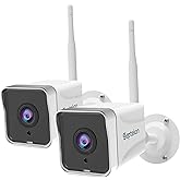 Septekon 2 Pack Outdoor Security Camera 2K,WiFi Cameras for Home Security Outside with Motion Detection Tracking, Night Vision, Two-Way Audio, IP66 Weatherproof, 2.4GHz Wi-Fi, Compatible with Alexa