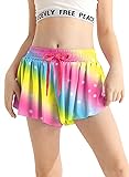 Girls Athletic Shorts Rainbow Flowy Butterfly
