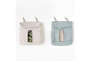 ABLAZEZAI Rabbit Hay Feeder Bag, Guinea Pig Hay Feeder Storage,Sack Hay Bag Feeding Bag Storage for Chinchilla Hamsters Rabbit Guinea Pig Small Animals (M, Blue)