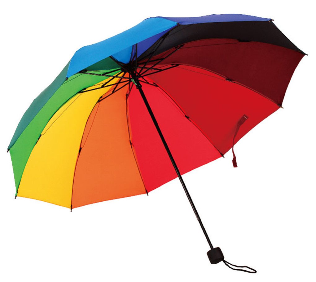 HorBous Triple folding umbrella for Rainy and Sunny Days Rainbow Umbrella 10 Rib Wind Resistant Steel Frame 10 colors umbrella cloth