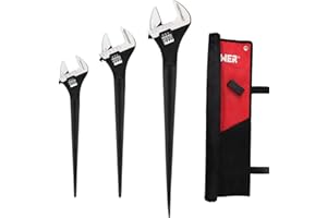 MAXPOWER 3-Pieces Spud Wrench Set, 10-inch 12-inch 16-inch Adjustable Wrench with Kitbag
