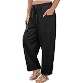 Eytino Womens Plus Size Wide Leg Pants Elastic Waist Drawstring Casual Palazzo Pants Lounge Trouser with Pockets(1X-5X)