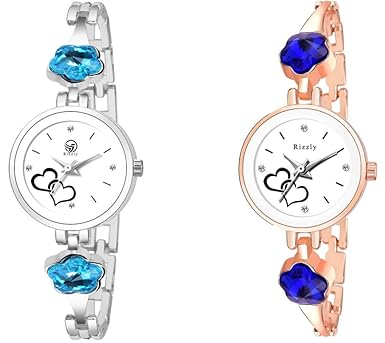 Silver and Rosegold Strap Girls Watches for Women