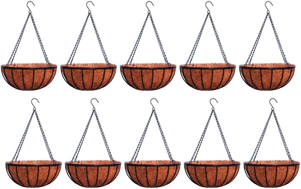Georgian Rigid Iron Hanging Basket 14" (910-10) with Coco Moss Liner - 10 Sets Pack