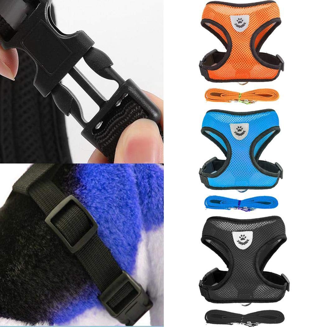 Minlop Mesh Gewebe Hundeweste Harness Weich Einstellbare Komfortable | Pet Lead-Brust Gehen Leine Hundegeschirr mit Clip, 4 Größen