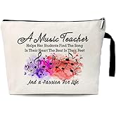 ZHANTUONE Music Teacher Funny Makeup Bag for Travel Toiletries Zipper Storage Bag Makeup Bag, Appreciation Gifts for Music Teacher Music Instructors, Teachers Retirement Graduation Appreciation Gifts