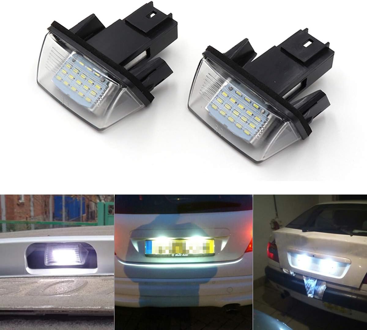 GOFORJUMP 1Pair NO ERROR Atuo LED Number License Plate Light Rear Lamp for for P/eugeot 206 207 306 307 for C/itroen C3 C4 C5 Car Styling