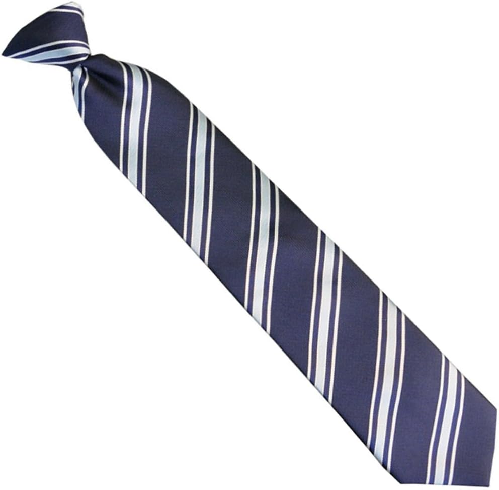 Men's Woven Blue Stripe Clip-On Necktie