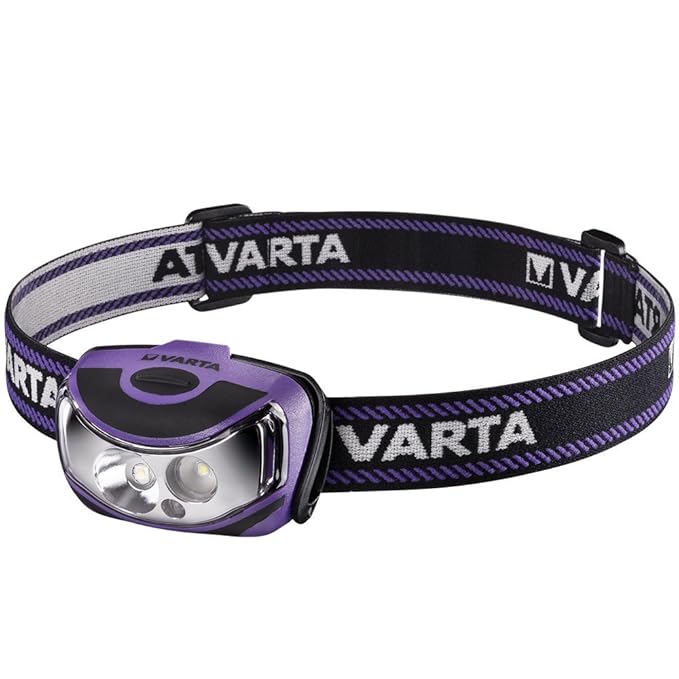 Varta 2 x 1 Watt LED Outdoor Sports Head Light H30 (inkl. 3x Longlife Power AAA Batterien Kopfleuchte Taschen-/ Stirnlampe Flashlight robustes, Falltest 2 m, und spritzwassergeschütztes IPX4 Gehäuse)
