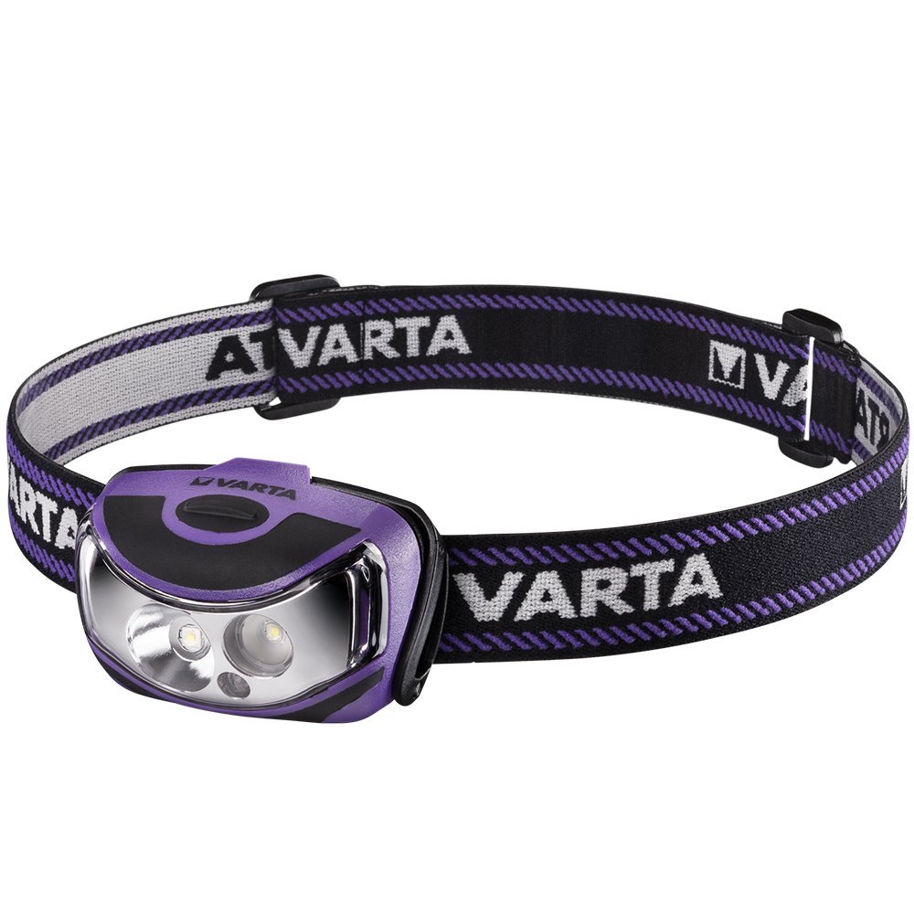 VARTA 2x 1 Watt LED Outdoor Sports Head Light incl 3x Longlife Power AAA batteries Head light Torch Head lamp Robust (Drop test 2 m) and splash-proof (IPX4) housing
