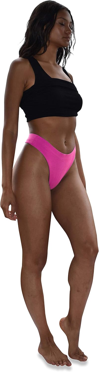 Sexy Basics Women's 6-Pack Active Sport Thong Panties Underwear: Clothing